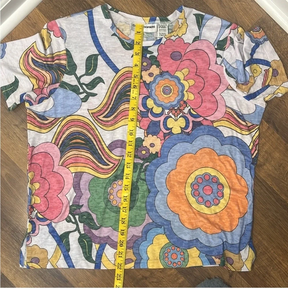 Groovy Burn Out Floral Tee Size Large Cathy Daniels Vintage - Picture 5 of 9